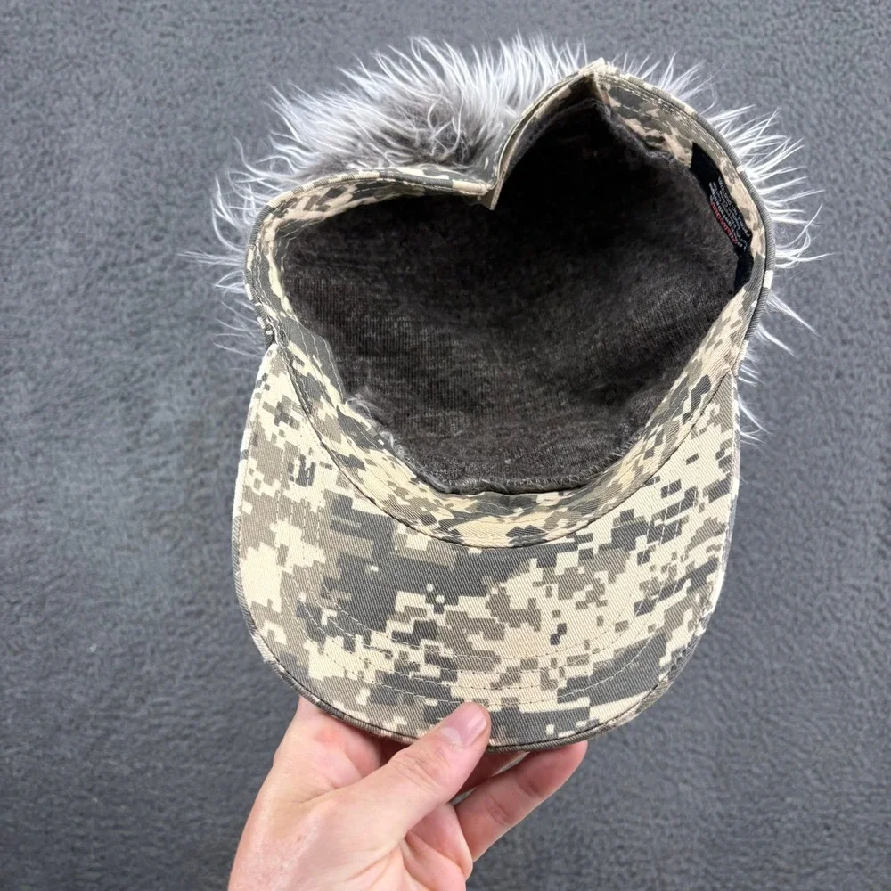Camo Baseball Cap Wig Hair Digital‎ Camouflage Costume Hat Gray Novelty
